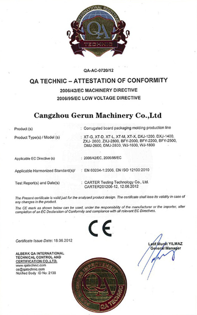 China Cangzhou Gerun Machinery Co.,Ltd certification