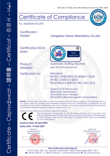 China Cangzhou Gerun Machinery Co.,Ltd certification